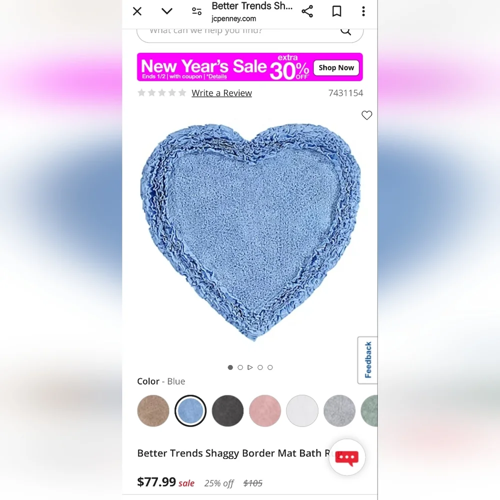 NWT Better Trends Blue Bath Rug 30